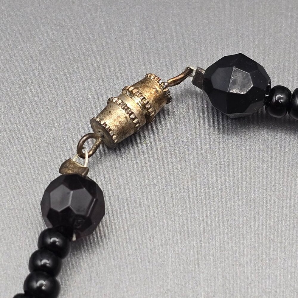 VTG Hand-Blown Lampwork Glass Bead Necklace 16" Floral Motifs Mixed Media - Picture 8 of 12